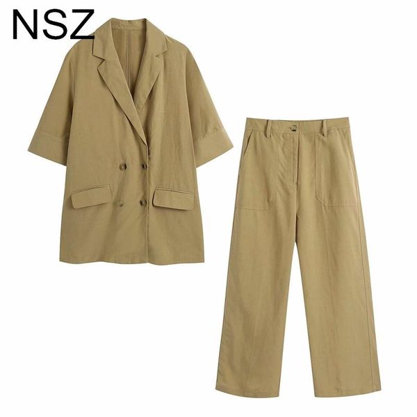 women's two piece pants nsz 2 set women suit blazer and summer oversized thin short sleeve wide leg female jacket coat with trousers, White
women's two piece pants nsz 2 set women suit blazer and summer oversized thin short sleeve wide leg female jacket coat with trousers, White