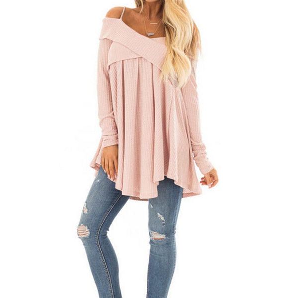 women's blouses & shirts 2021 solid knitted blouse female casual v neck strap cold shoulder long sleeve women loose blusas baggy, White
women's blouses & shirts 2021 solid knitted blouse female casual v neck strap cold shoulder long sleeve women loose blusas baggy, White
