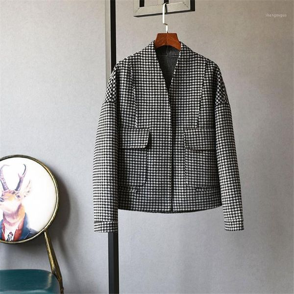 autumn winter korea fashion women loose short jacket thicken plaid woolen coats double pocket cardigan vintage coat women's wool & blen, Black
autumn winter korea fashion women loose short jacket thicken plaid woolen coats double pocket cardigan vintage coat women's wool & blen, Black