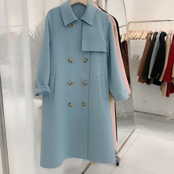 women's trench coats 2021 double-sided cashmere coat korean fashion simple windbreaker style belt temperament wool women, Tan;black
women's trench coats 2021 double-sided cashmere coat korean fashion simple windbreaker style belt temperament wool women, Tan;black