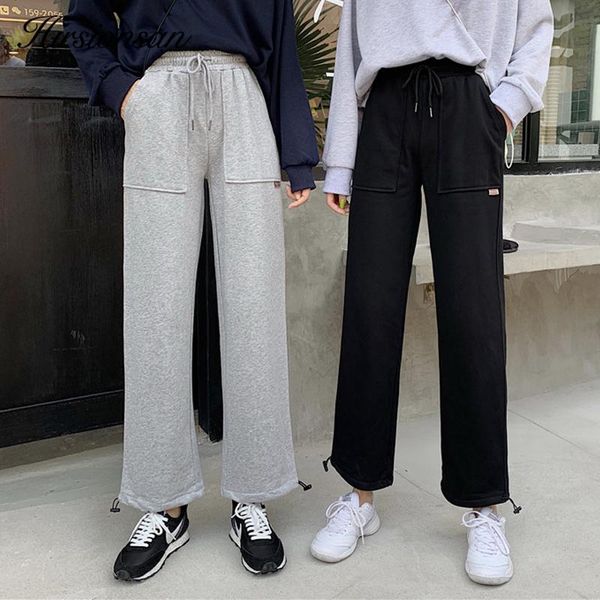 women's pants & capris hirsionsan cotton sport women 2021 spring drawstring loose student casual korean streetwear wide leg female trou, Black;white
women's pants & capris hirsionsan cotton sport women 2021 spring drawstring loose student casual korean streetwear wide leg female trou, Black;white
