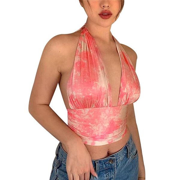 women's tanks & camis women fashion tie-dye tube summer ladies v-neck halter bandage backless vest slim crop top, White
women's tanks & camis women fashion tie-dye tube summer ladies v-neck halter bandage backless vest slim crop top, White