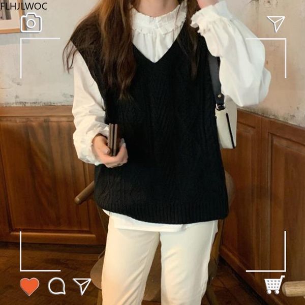 women's sweaters s arrivals women cute sweet girls casual preppy style japan korean fashion v neck knitted pullovers sweater vests, White;black
women's sweaters s arrivals women cute sweet girls casual preppy style japan korean fashion v neck knitted pullovers sweater vests, White;black