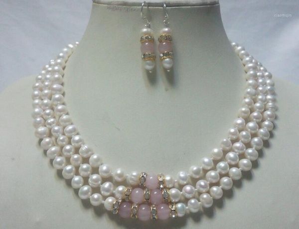 earrings & necklace 3row freshwater pearl red coral black purple pink set, Silver
earrings & necklace 3row freshwater pearl red coral black purple pink set, Silver