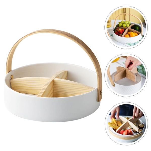 1pc candy plate storage tray compartments dish for home (white) dishes & plates
