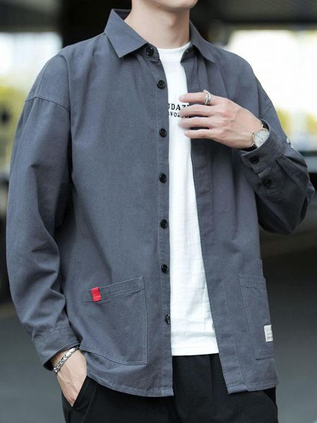 men's casual shirts spring long sleeve slim fitting washing tooling korean shirt leisure trend business coat cotton, White;black
men's casual shirts spring long sleeve slim fitting washing tooling korean shirt leisure trend business coat cotton, White;black