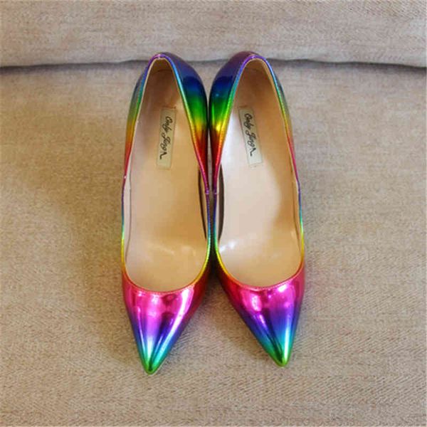 fashion women pumps rainbow patent leather studded spikes rivets point toe high heels thin heel 12cm 10cm 8cm real, Black
fashion women pumps rainbow patent leather studded spikes rivets point toe high heels thin heel 12cm 10cm 8cm real, Black