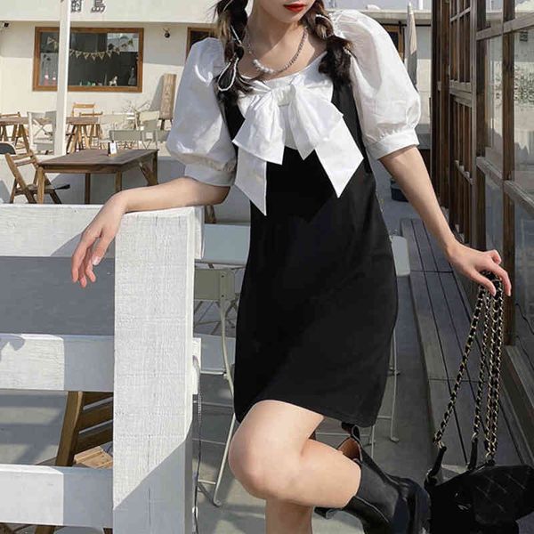 casual dresses bow design elegant vintage women short sleeve sweet mini office lady korean summer chic xoxi, Black;gray
casual dresses bow design elegant vintage women short sleeve sweet mini office lady korean summer chic xoxi, Black;gray