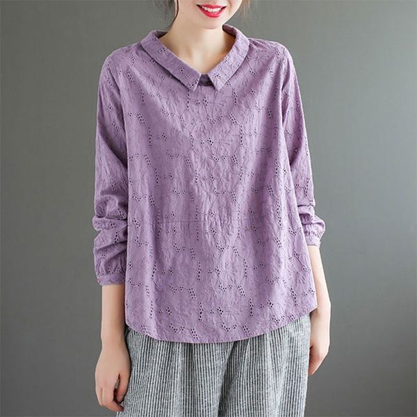 t shirts 100% cotton peter pan collar hollow out long sleeve women shirt spring autumn arts style casual loose blouses plus size m472 3hxa, White
t shirts 100% cotton peter pan collar hollow out long sleeve women shirt spring autumn arts style casual loose blouses plus size m472 3hxa, White