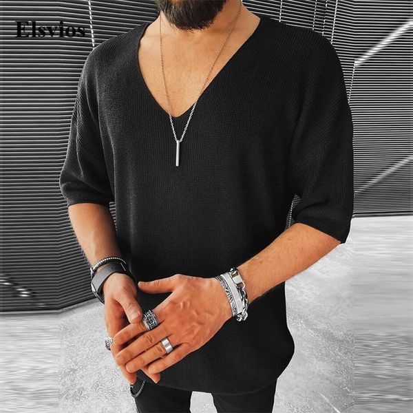 men's sweaters summer short sleeve knitted sweater solid male v-neck fashion pullover streetwear men casual loose autumn jumper, White;black
men's sweaters summer short sleeve knitted sweater solid male v-neck fashion pullover streetwear men casual loose autumn jumper, White;black