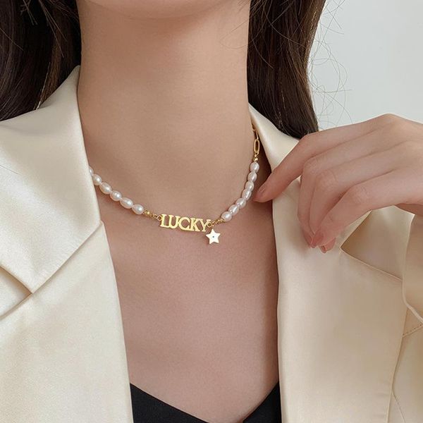 chokers simple clavicle gloden lucky necklace fashion female letter pearl choker necklaces accessories, Golden;silver
chokers simple clavicle gloden lucky necklace fashion female letter pearl choker necklaces accessories, Golden;silver