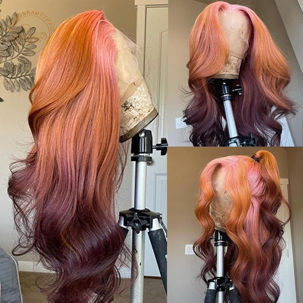ombre pink orange red lace frontal wigs wavy 13x4 front wig full density brazilian remy hair colored human, Black;brown
ombre pink orange red lace frontal wigs wavy 13x4 front wig full density brazilian remy hair colored human, Black;brown