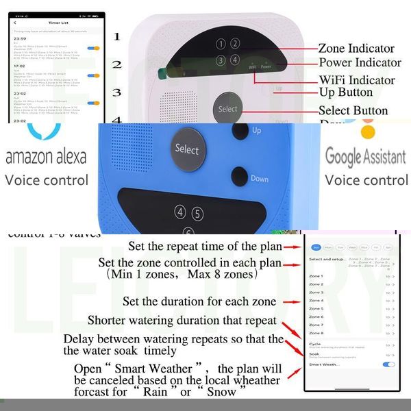 watering equipments wifi connect smart timer garden irrigation controller waterproof water valve system
watering equipments wifi connect smart timer garden irrigation controller waterproof water valve system