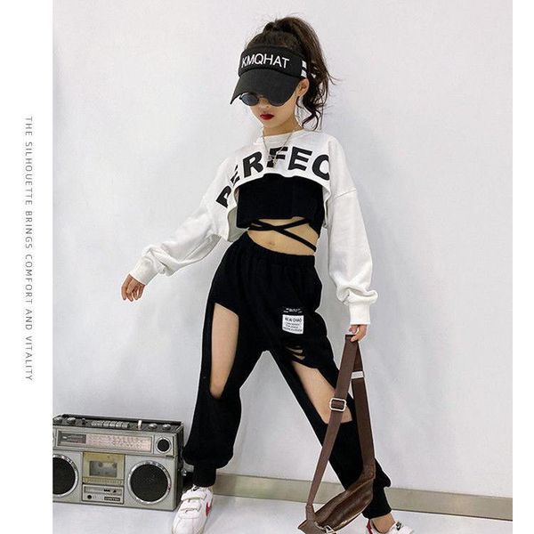clothing sets girls' performance suit 2021 medium and large short section with navel straps hip-hop casual two-piece fashion, White
clothing sets girls' performance suit 2021 medium and large short section with navel straps hip-hop casual two-piece fashion, White