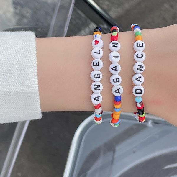 beaded, strands tauam fashion colorful letter bead bracelet for women handmade charm femme jewelry friend kids gift, Black
beaded, strands tauam fashion colorful letter bead bracelet for women handmade charm femme jewelry friend kids gift, Black