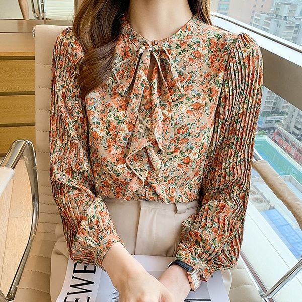 women's blouses & shirts france style sweet girls floral chiffon spring autumn elegant pleated lantern sleeve, White
women's blouses & shirts france style sweet girls floral chiffon spring autumn elegant pleated lantern sleeve, White