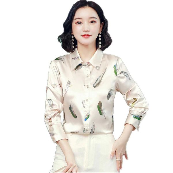 women's blouses & shirts 2021 spring autumn women plus size s-4xl long sleeve blouse fashion feather print silk shirt casual, White
women's blouses & shirts 2021 spring autumn women plus size s-4xl long sleeve blouse fashion feather print silk shirt casual, White