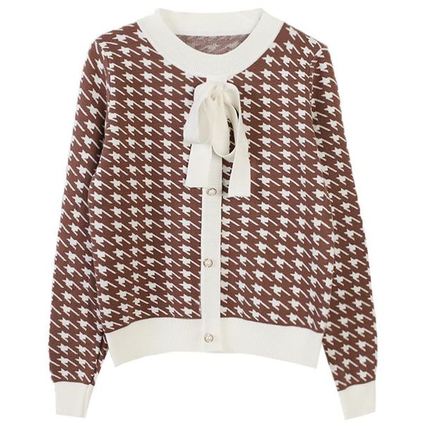 women's sweaters makuluya elegant classic houndstooth plaid o-neck bow tie contrast color slim long sleeve knitted knitwear l6, White;black
women's sweaters makuluya elegant classic houndstooth plaid o-neck bow tie contrast color slim long sleeve knitted knitwear l6, White;black