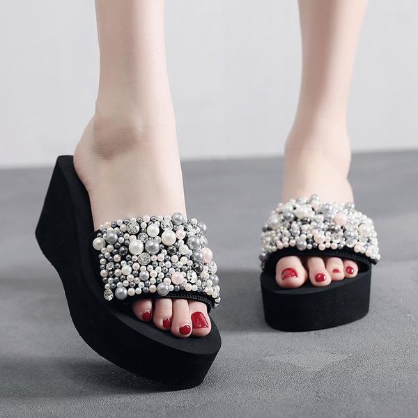 slippers beach shoes women 2021 summer high platform sandals wedge flip flops slope handmade female crystal flower zapat, Black
slippers beach shoes women 2021 summer high platform sandals wedge flip flops slope handmade female crystal flower zapat, Black
