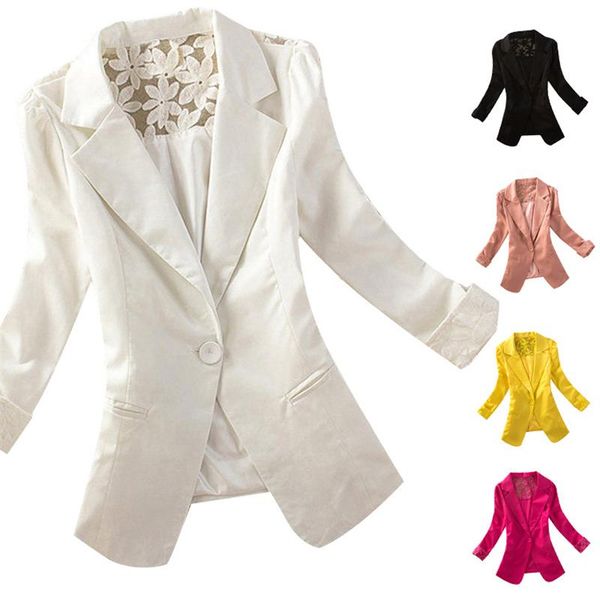 spring autumn fashion suit collar 9 points sleeve back lace stitching a button small coat female tide h00580 women's suits & blazers, White;black
spring autumn fashion suit collar 9 points sleeve back lace stitching a button small coat female tide h00580 women's suits & blazers, White;black