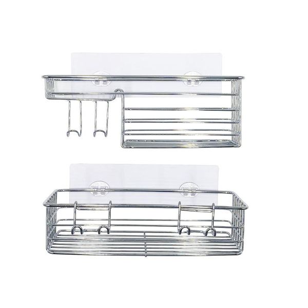 kitchen storage & organization 2pcs stainless steel shower organizer basket bathroom shelf wall mounted rack with hooks
kitchen storage & organization 2pcs stainless steel shower organizer basket bathroom shelf wall mounted rack with hooks