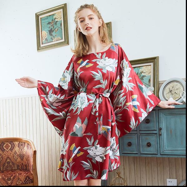 oversize faux silk nightwear novelty women sleepwear print nightgown 6xl loose nightdress bat sleeve home dress, Black;red
oversize faux silk nightwear novelty women sleepwear print nightgown 6xl loose nightdress bat sleeve home dress, Black;red