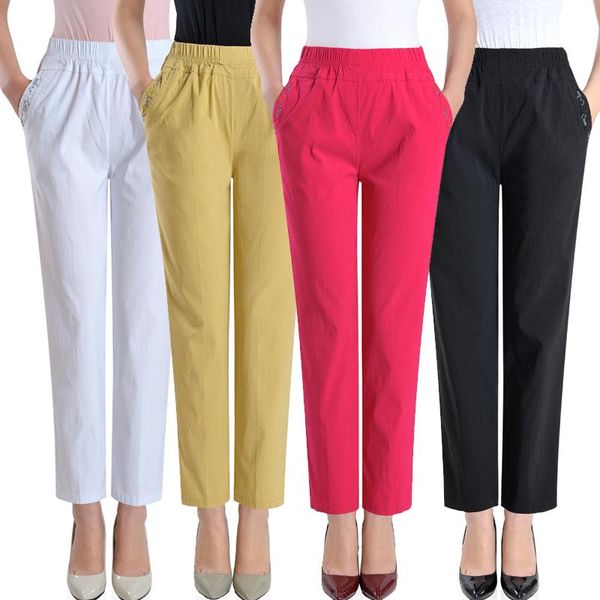 women's pants & capris middle-aged lady stretch nine women section large size mother loaded straight casual elastic waist, Black;white
women's pants & capris middle-aged lady stretch nine women section large size mother loaded straight casual elastic waist, Black;white