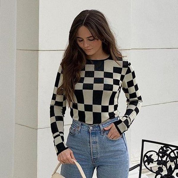 women's sweaters autumn 2021 black checkerboard women retro green plaid knitwear o neck slim long sleeve harajuku jumpers, White;black
women's sweaters autumn 2021 black checkerboard women retro green plaid knitwear o neck slim long sleeve harajuku jumpers, White;black