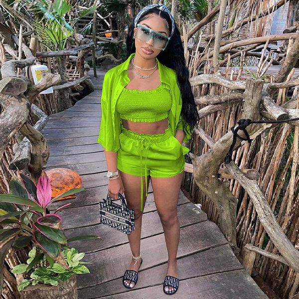 women's tracksuits 2021 summer casual lucky label fashion women slim street personality shirt button multi-color short sleeve three-pie, Gray
women's tracksuits 2021 summer casual lucky label fashion women slim street personality shirt button multi-color short sleeve three-pie, Gray