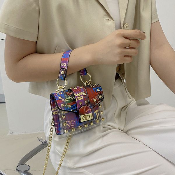 jelly fashion personalized graffiti transparent metal rivet summer women's shoulder versatile small square bag
jelly fashion personalized graffiti transparent metal rivet summer women's shoulder versatile small square bag