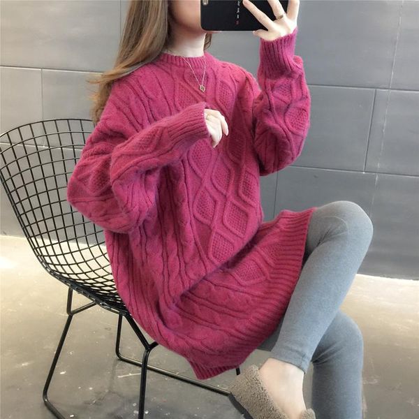 women's sweater mid-length 2021 autumn and winter korean style loose thick knitwear sweaters, White;black
women's sweater mid-length 2021 autumn and winter korean style loose thick knitwear sweaters, White;black