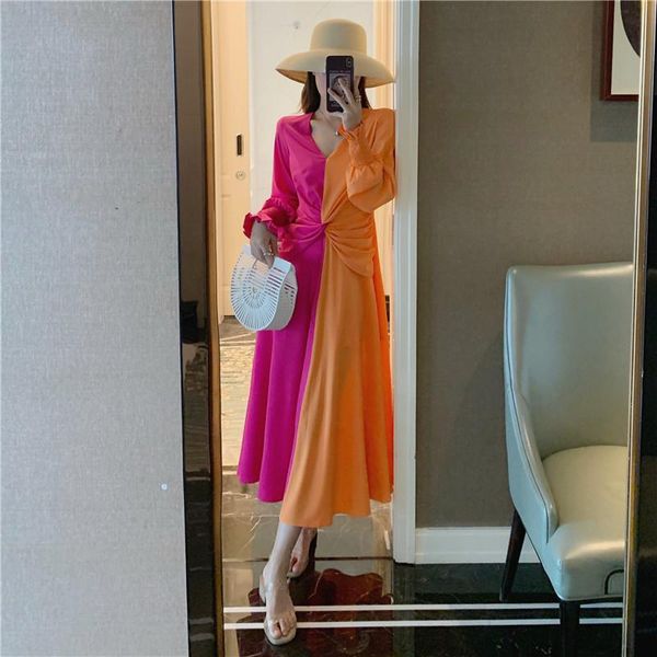 women's swimwear 2021 spring summer fashion color block holiday dress women lantern sleeve v-neck contrast fold crossing ladies long, White;black
women's swimwear 2021 spring summer fashion color block holiday dress women lantern sleeve v-neck contrast fold crossing ladies long, White;black