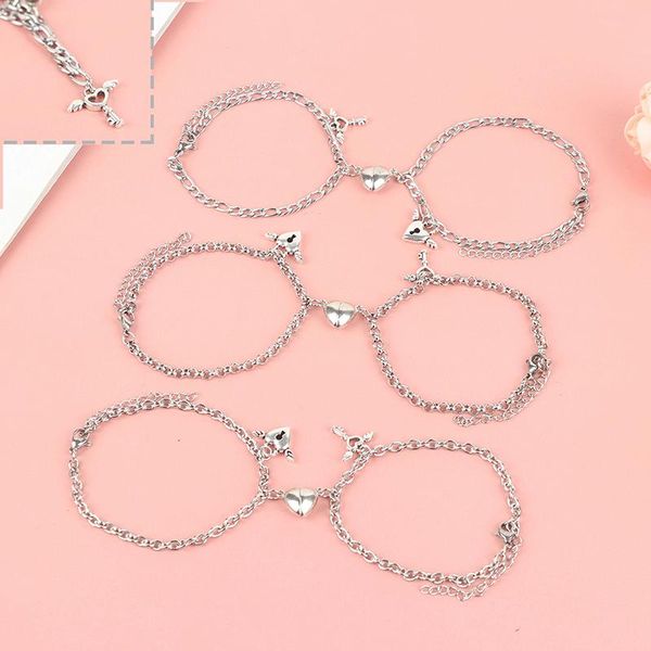 charm bracelets 2pcs/set heart shaped bracelet for couples angel lock men's women's jewelry gifts, Golden;silver
charm bracelets 2pcs/set heart shaped bracelet for couples angel lock men's women's jewelry gifts, Golden;silver