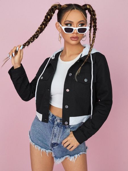 petite button front drawstring hooded jacket k6wi#, Black;brown
petite button front drawstring hooded jacket k6wi#, Black;brown