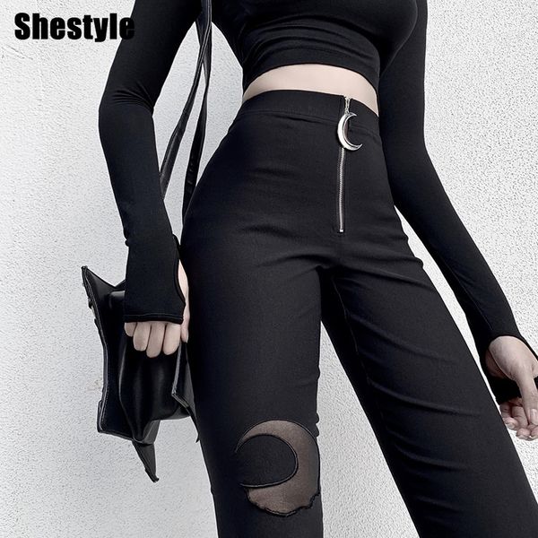 shestyle moon zipper high waist pencil pant women spring autumn black gothic punk patchwork mesh casual trousers long pantby a, Black;white
shestyle moon zipper high waist pencil pant women spring autumn black gothic punk patchwork mesh casual trousers long pantby a, Black;white
