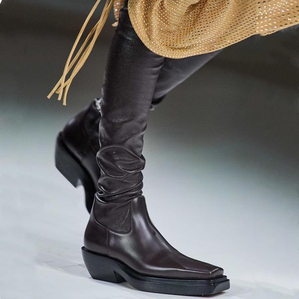 boots spring winter woman low heel calf over the knee elastic square head thick female long, Black
boots spring winter woman low heel calf over the knee elastic square head thick female long, Black