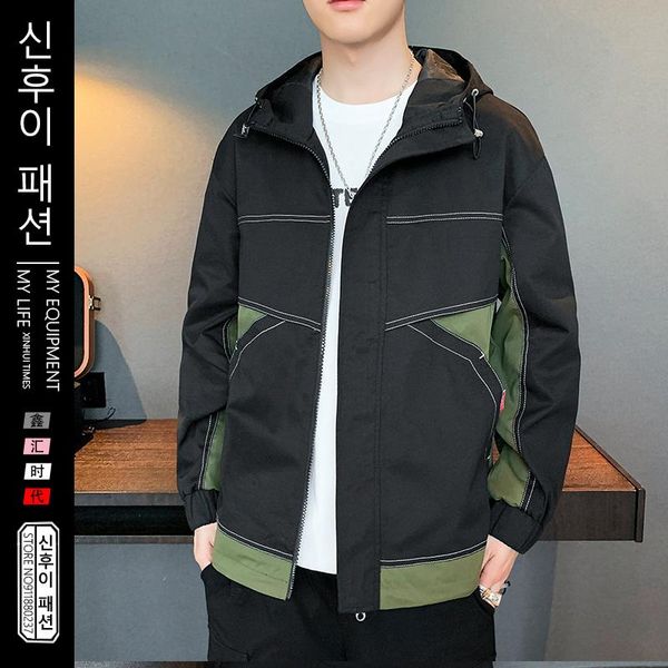men's jackets jacket spring autumn korean young student handsome fashion casual hooded coats male color contrast oversize zipper top, Black;brown
men's jackets jacket spring autumn korean young student handsome fashion casual hooded coats male color contrast oversize zipper top, Black;brown