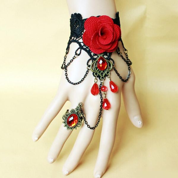 charm bracelets women statement jewelry punk red flower crystal bangles black lace fashion bracelet party accessories, Golden;silver
charm bracelets women statement jewelry punk red flower crystal bangles black lace fashion bracelet party accessories, Golden;silver