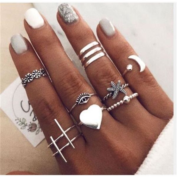 51278 hanzhishangfeng alloy love joint ring set 10 piece combination creative ring, Blue;gray
51278 hanzhishangfeng alloy love joint ring set 10 piece combination creative ring, Blue;gray