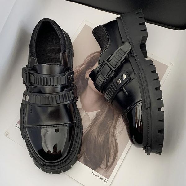 dress shoes autumn winter punk style street trend women's buckle design leather round head black thick bottom ladies
dress shoes autumn winter punk style street trend women's buckle design leather round head black thick bottom ladies
