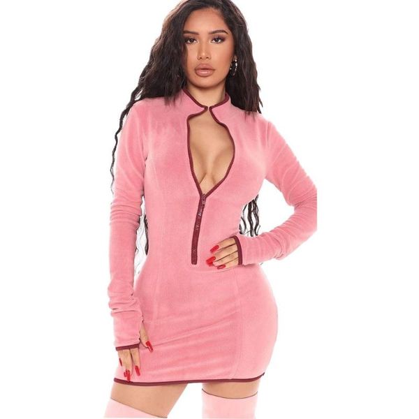 pink velvet mini women dress elegant long sleeve zipper v neck bodycon christmas night club party robe casual dresses, Black;gray
pink velvet mini women dress elegant long sleeve zipper v neck bodycon christmas night club party robe casual dresses, Black;gray