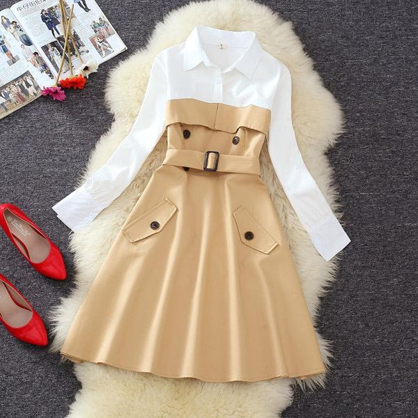 casual dresses spring women patchwork pockets slim office lady shirt belt female elegant quality, Black;gray
casual dresses spring women patchwork pockets slim office lady shirt belt female elegant quality, Black;gray