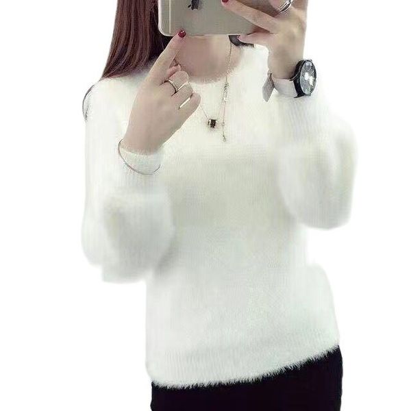 women's sweaters autumn and winter loose mink velvet base shirt for girls students thickened round neck pullover sweater women, White;black
women's sweaters autumn and winter loose mink velvet base shirt for girls students thickened round neck pullover sweater women, White;black