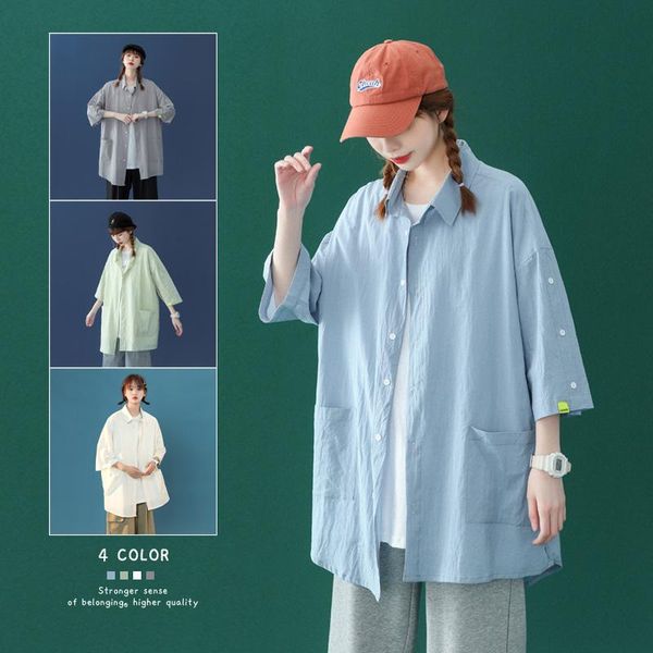 women's blouses & shirts swag style women solid color cotton 2021 summer loose casual for girls female, White
women's blouses & shirts swag style women solid color cotton 2021 summer loose casual for girls female, White