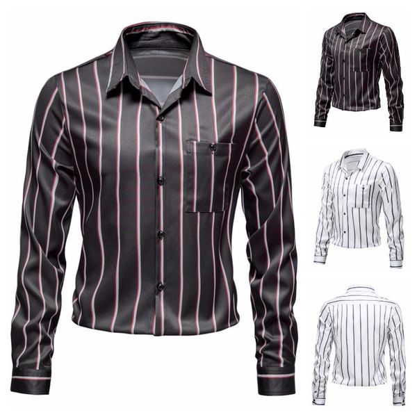 men's casual shirts 2021 spring and autumn fashion striped single breasted loose business long sleeve, White;black
men's casual shirts 2021 spring and autumn fashion striped single breasted loose business long sleeve, White;black