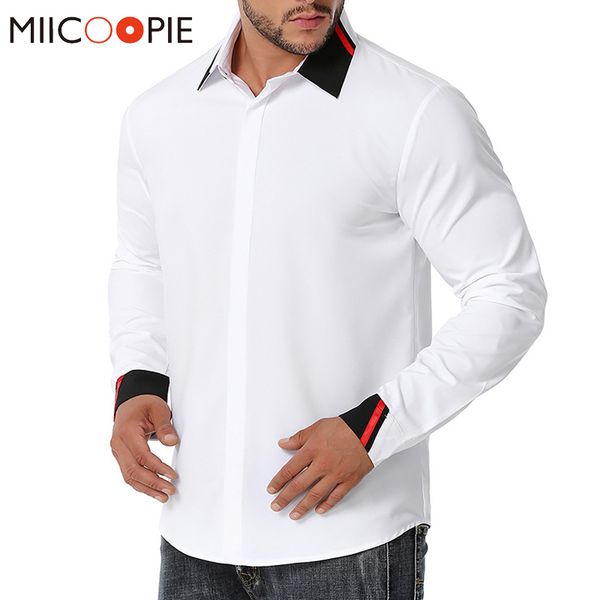 men formal shirt business outwear 2020 new fashion mens patchwork color long sleeve regular fit social white dress shirts, White;black
men formal shirt business outwear 2020 new fashion mens patchwork color long sleeve regular fit social white dress shirts, White;black