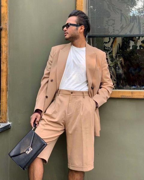 men's suits & blazers casual streetwear men 2 piece set tuxedos peaked lapel pocket custom made business daily summer blazer and shorts, White;black
men's suits & blazers casual streetwear men 2 piece set tuxedos peaked lapel pocket custom made business daily summer blazer and shorts, White;black