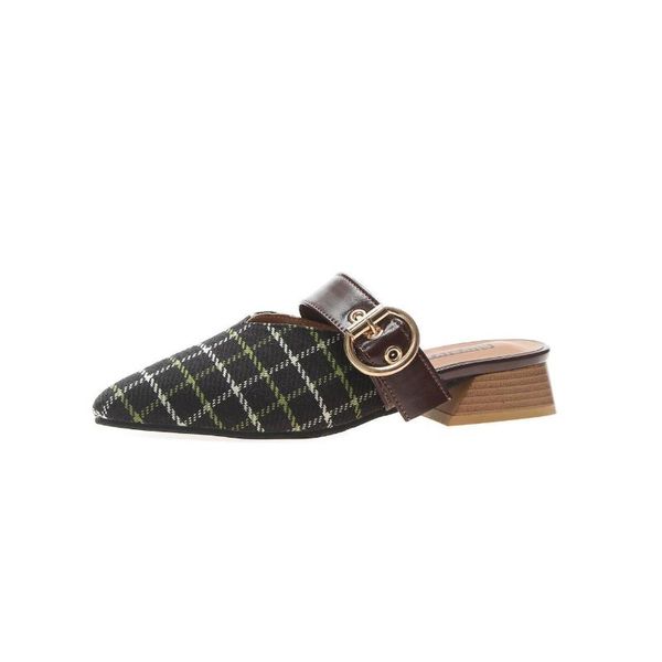 slippers 2021 spring women's shoes slip-on gingham buckle cover toe fashion elegant low heels square heel all-match non-slip, Black
slippers 2021 spring women's shoes slip-on gingham buckle cover toe fashion elegant low heels square heel all-match non-slip, Black