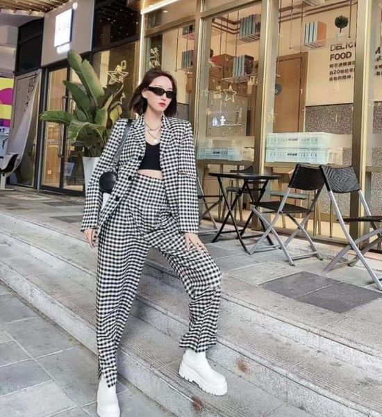 women's two piece pants spring fashion 2021 women backless plaid blazer jacket with high waist long trouse female suits sets 2 color gd, White
women's two piece pants spring fashion 2021 women backless plaid blazer jacket with high waist long trouse female suits sets 2 color gd, White