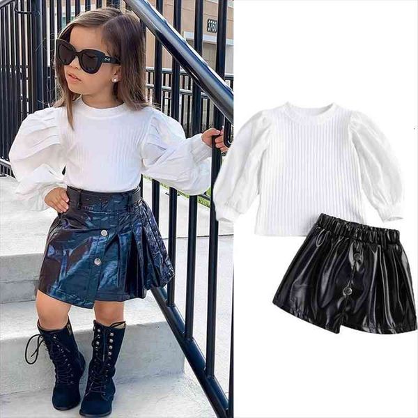 1 6y kids baby girls fashion clothes sets 2pcs knit solid long puff sleeve and leather skirt, White
1 6y kids baby girls fashion clothes sets 2pcs knit solid long puff sleeve and leather skirt, White